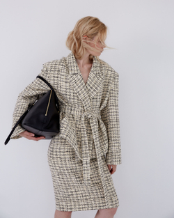 Юбка из букле молочный/черный