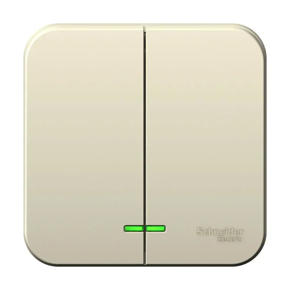 BLANCA О/У 2-клавишный ВЫКЛЮЧАТЕЛЬ (сх.5) с подсветкой, 10А, 250В, МОЛОЧНЫЙ