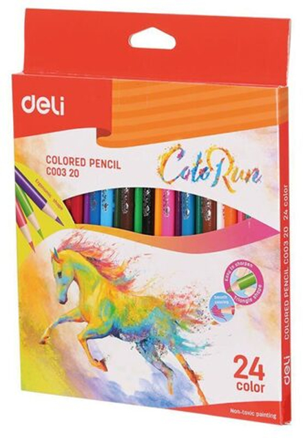 Карандаши цвет. 24цв Deli  ColoRun трехгранные, европодвес
