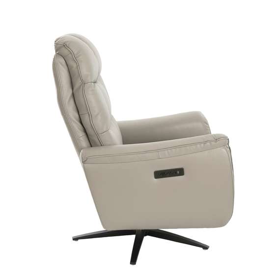 Поворотное кресло-реклайнер 5114/KM-A6010-M565 серое кожаное