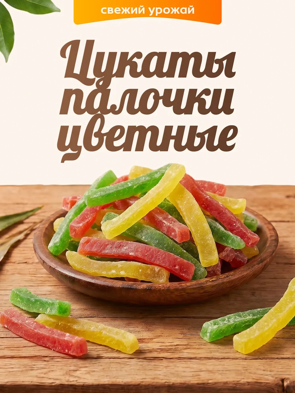 Цукаты палочки разноцветные 100гр.