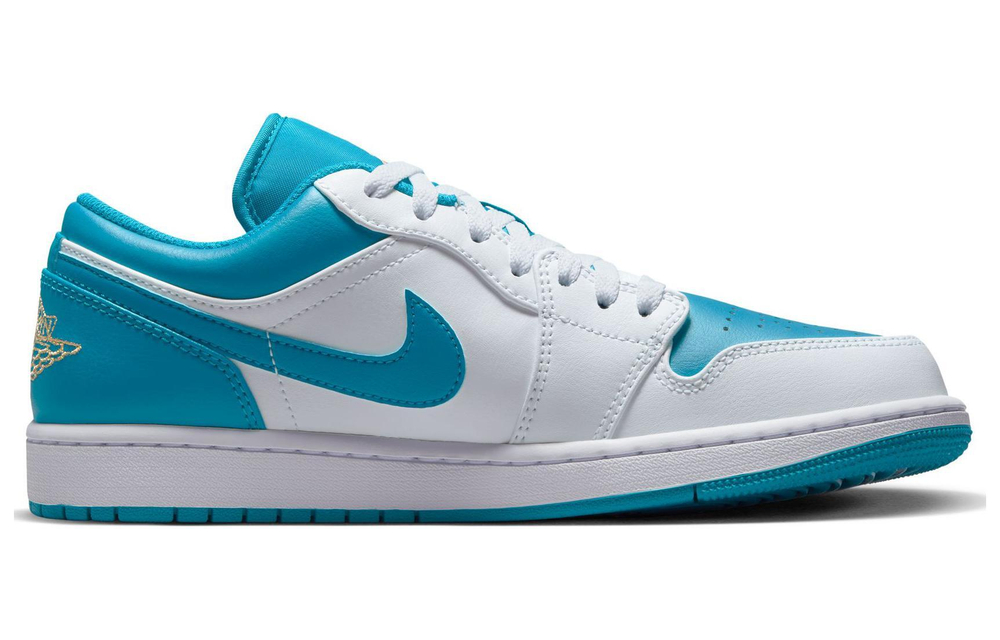 Jordan Air Jordan 1 Low "Aquatone" leather classic trend retro exquisite details shock absorption non-slip wear-resistant low-cut retro basketball shoes blue and white