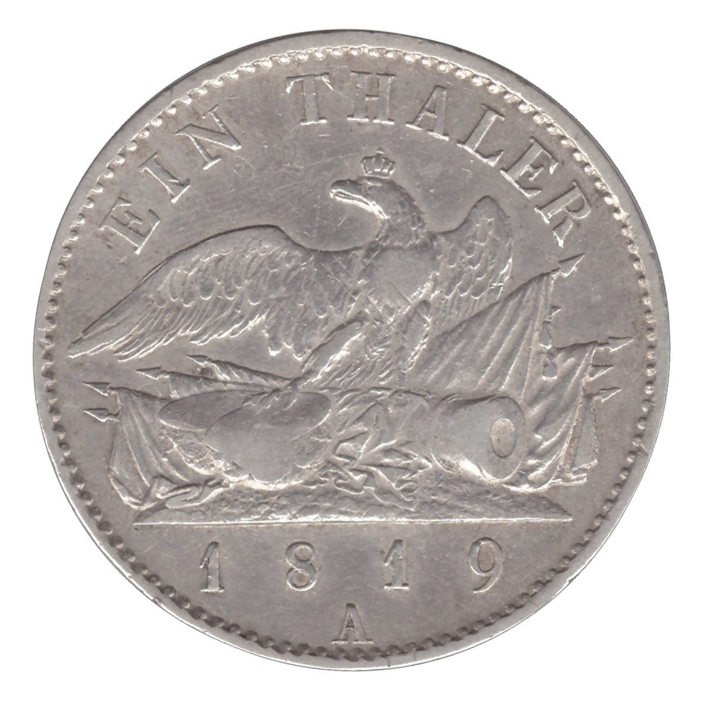 1 талер 1819 (А). Германия-Пруссия. Серебро VF-XF