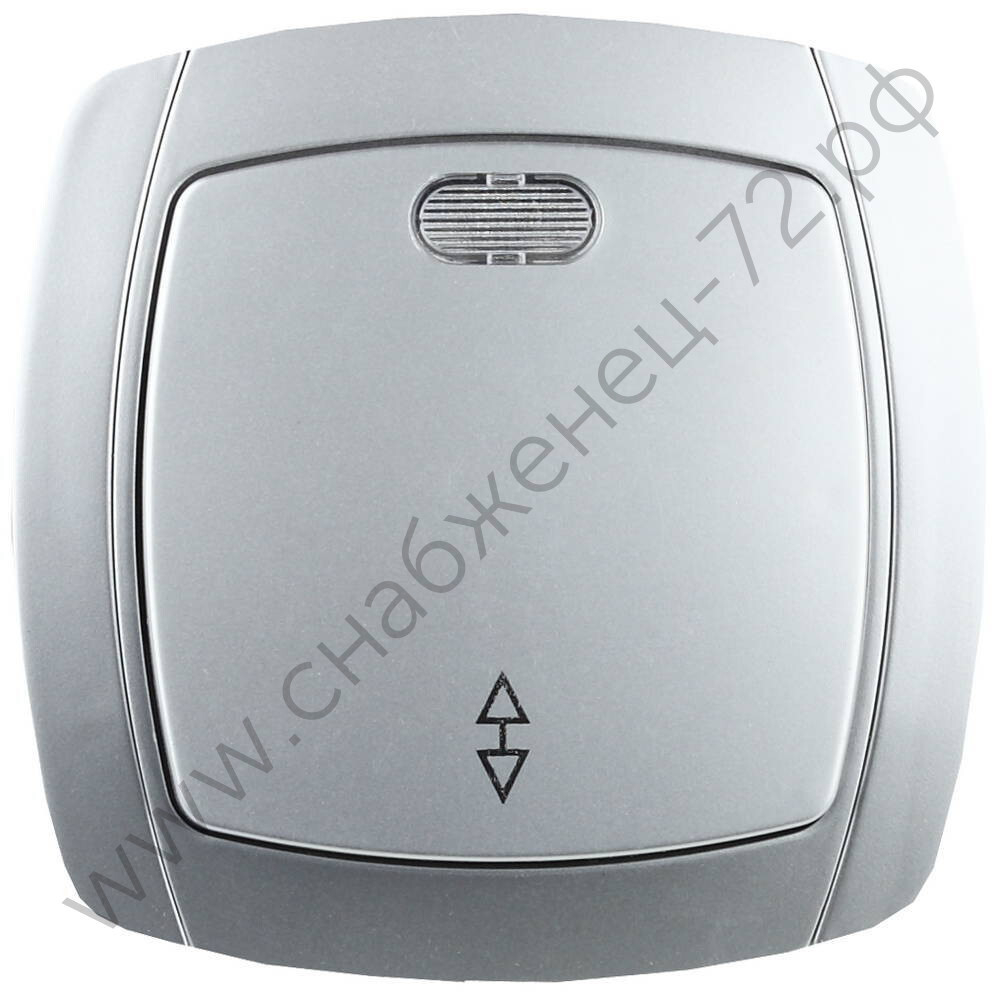 СВЕТОЗАР Акцент , проходной одноклавишный в сборе с подсветкой цвет серебристый металлик 10А/~250В, Электрический выключатель (SV-54238-SM)