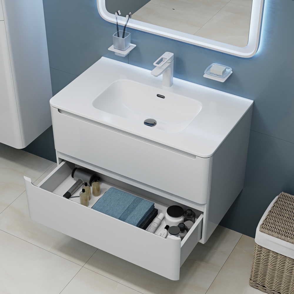 Тумба с умывальником IDDIS Edifice, подвесная, 80 см, белая, EDI80W0i95K