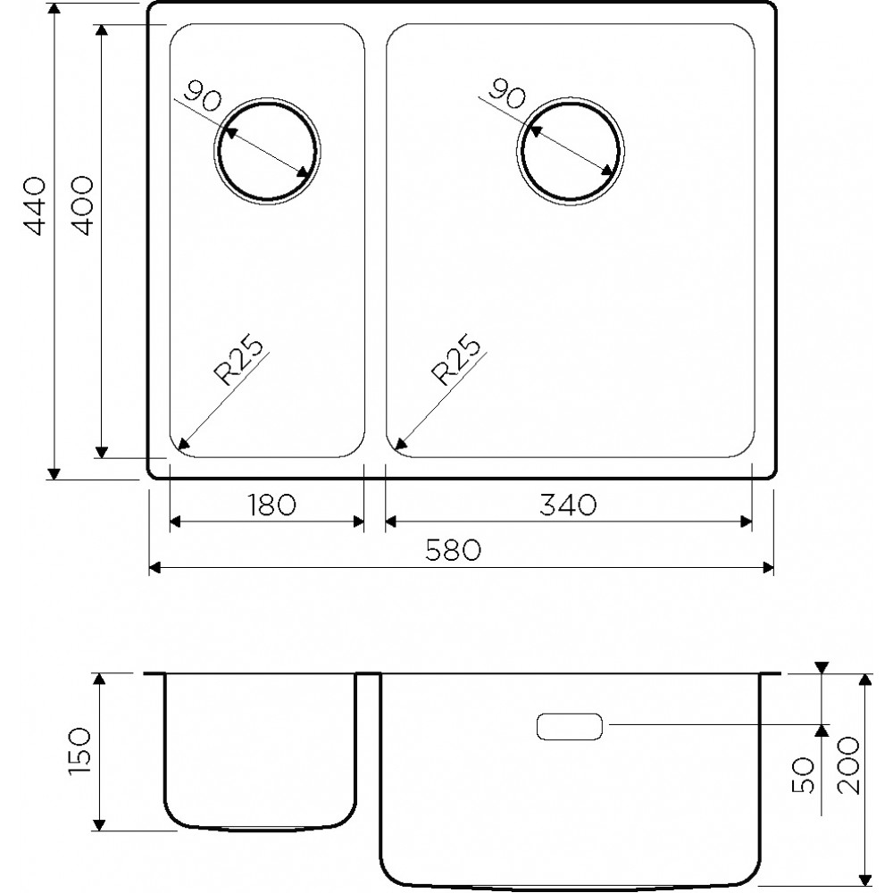Кухонная мойка Omoikiri Tadzava 58-2-U/IF-IN-R