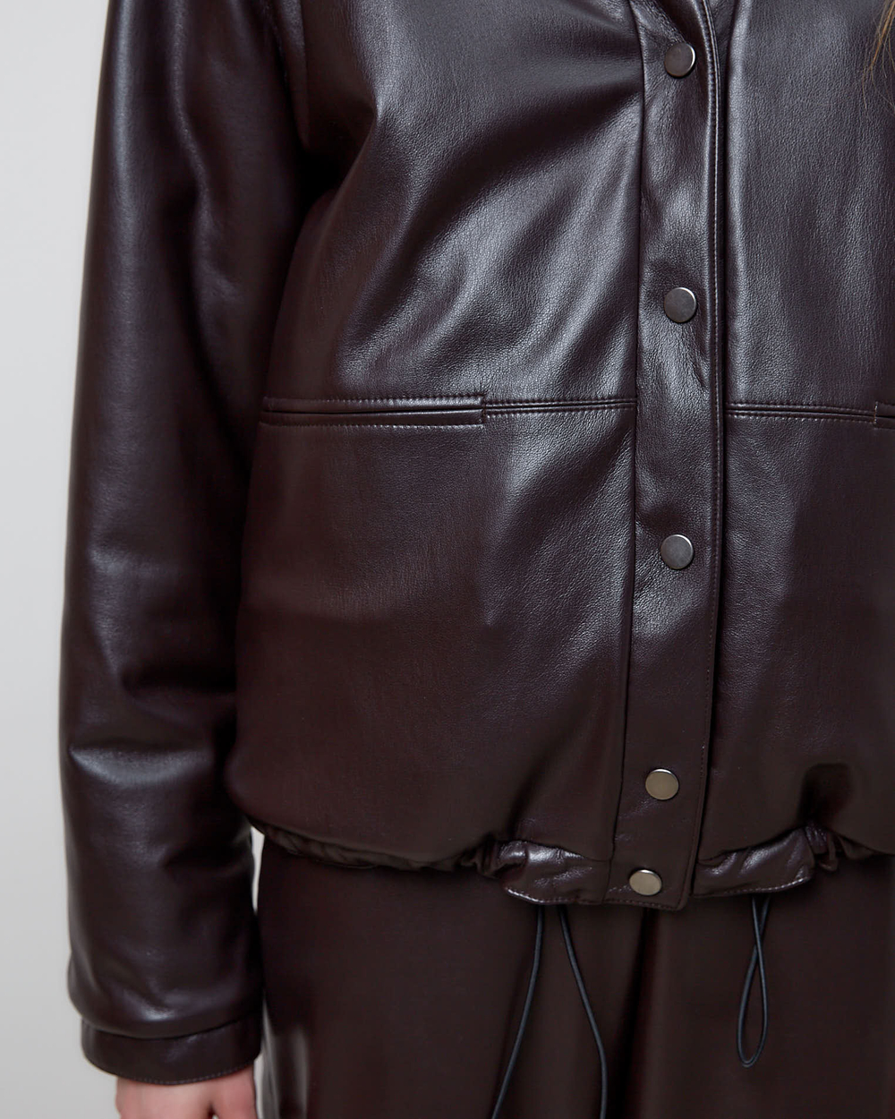 Куртка двухсторонняя из шерсти Стелла Маккартни и искусственной кожи шоколад