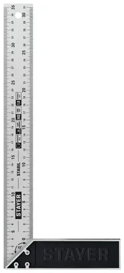 Профессиональный угольник с нержавеющим полотном, 350 мм // STAYER STABIL Professional