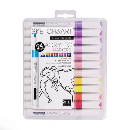 Набор маркеров акриловых  24цв. пулевидн. "Sketch and Art" 1-3мм**