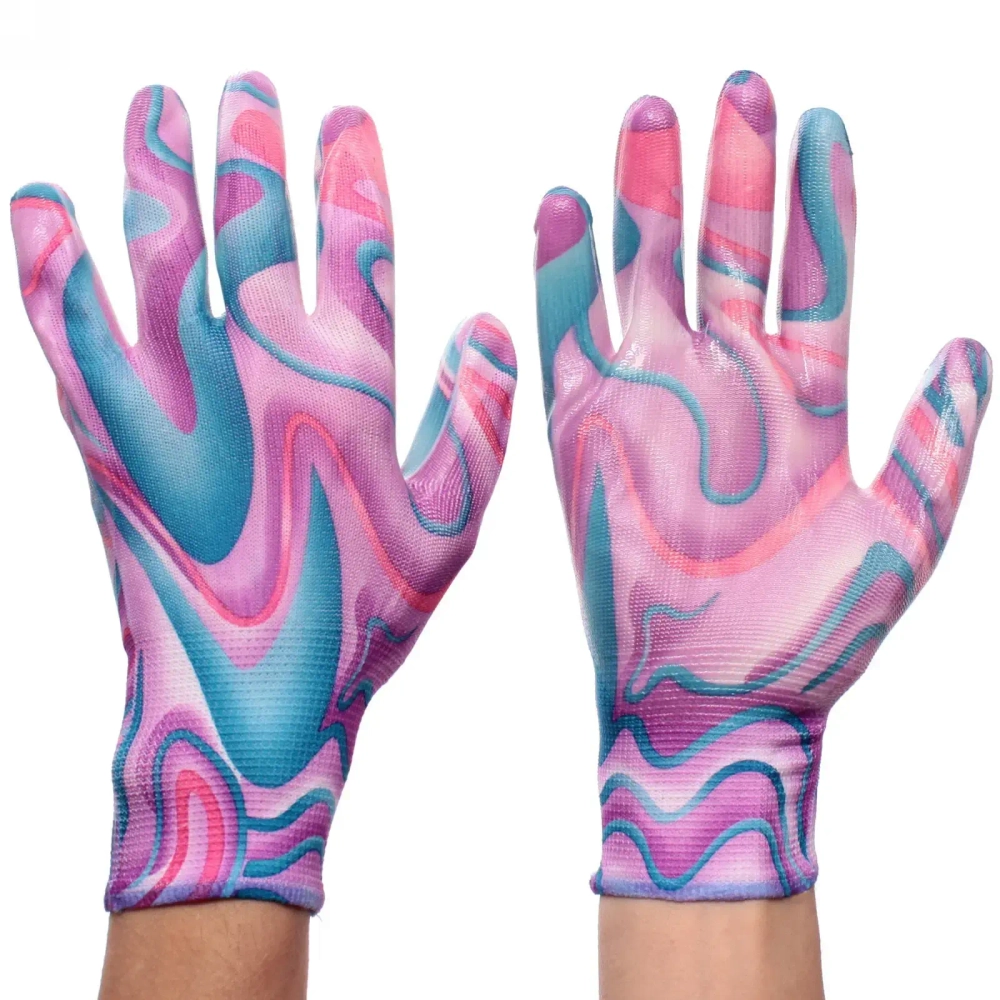 Перчатки нейлоновые «Фантазия-Радужное настроение» с резиновым покрытием покрытием полуоблитые 8 р-р ДоброСад