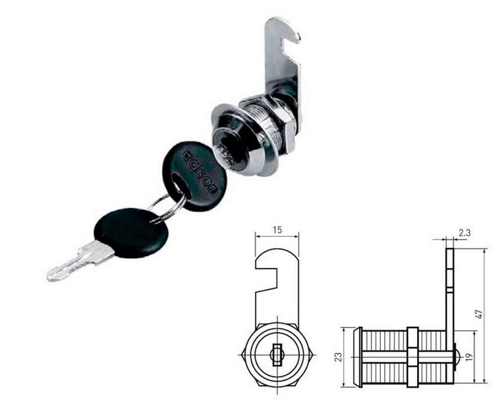 Замок мебельный EDSON L 030 19/20 CHROME
