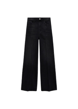 Джинсы с широкими штанинами и высокой посадкой