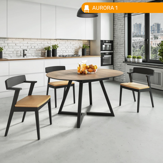 Стол AURORA 1, цвет американский орех шпон/ черное дерево