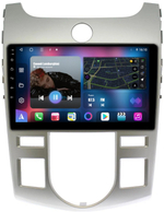 Магнитола для KIA Cerato 2 2008-2013 (климат, рамка серебро) - FarCar 038M монитор 9" QLED на Android 13, 8 ядер (TS18), CarPlay, 4G SIM-слот