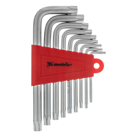 Набор ключей имбусовых Torx , 9 шт, T10-T50, CrV, коротких, с сатинированным покрытием Matrix 12305
