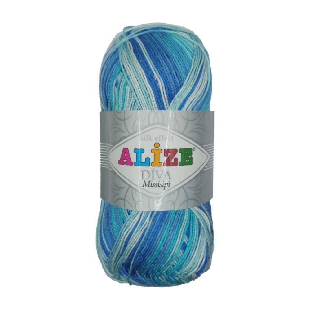 ALIZE &quot;DIVA MISSISIPI, 100% Микрофбира акрил, 100 гр, 350 м, 3689 синий/бирюза