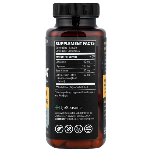 LifeSeasons, NeuroQ® Performance, средство для быстрого мышления, 60 растительных капсул