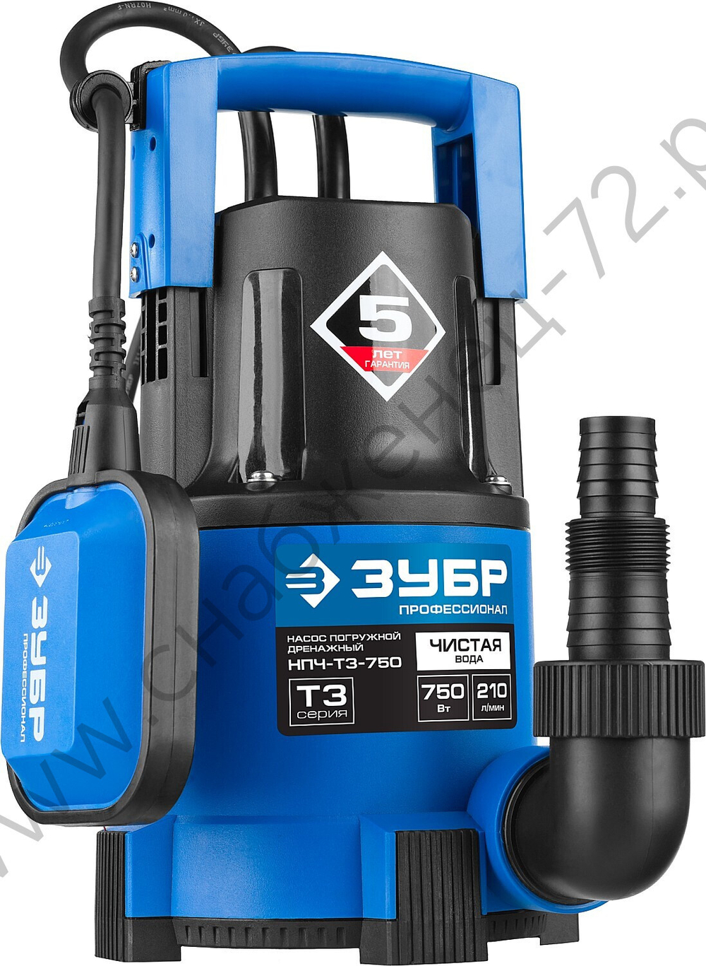 ЗУБР 750 Вт, дренажный насос с минимальным уровнем откачки, Профессионал (НПГ-Т3-750)