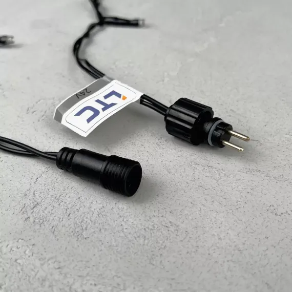 Светодиодная нить 100 синих LED ламп, 10 м., 24В., черный провод ПВХ, LTC (PST100-11-1B)