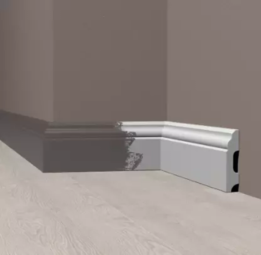 Плинтус дюрополимерный под покраску Solid UHD02/60 Белый 60х13х2400 мм