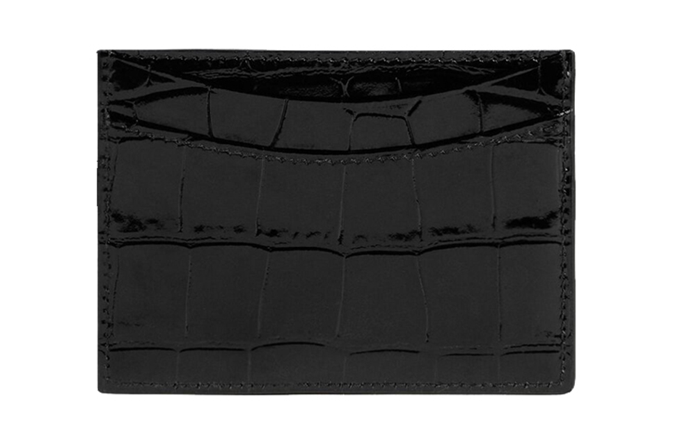 Balenciaga Hourglass Embossed Cow Leather Card Holder Card Holder Women"s Black