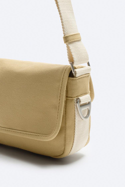 ZARA ХОЛЩОВАЯ СУМКА С ПРЯЖКОЙ, ПЕСОЧНЫЙ