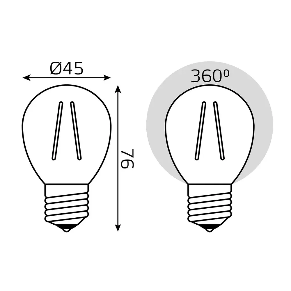 Лампочка светодиодная E27 Шар 8W теплый свет 2700К УПАКОВКА 10 шт. Gauss Elementary Filament