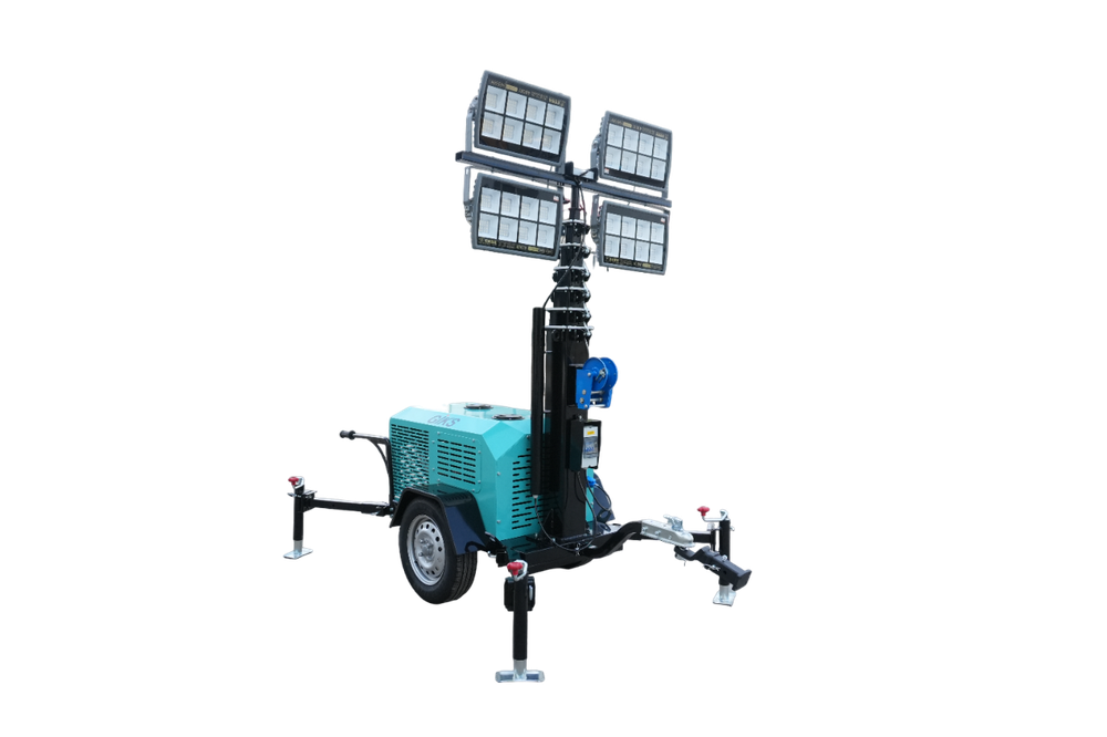 Осветительная вышка GIKS LTD-7000 дизельная - [мачта 7 м / 4х400 Вт / 4.5 кВт] светодиодная, передвижная