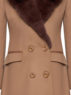 Женское шерстяное пальто с мехом бобра