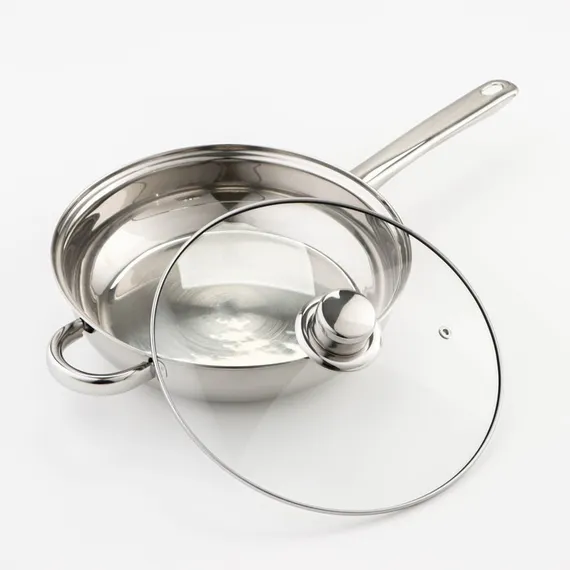 Набор Доляна «Классика», 8 предметов: ковш 1,5 л, 2 кастрюли 2/3 л, сковорода d=24 см, 4 крышки, стенки 0,3 мм, дно 5 мм