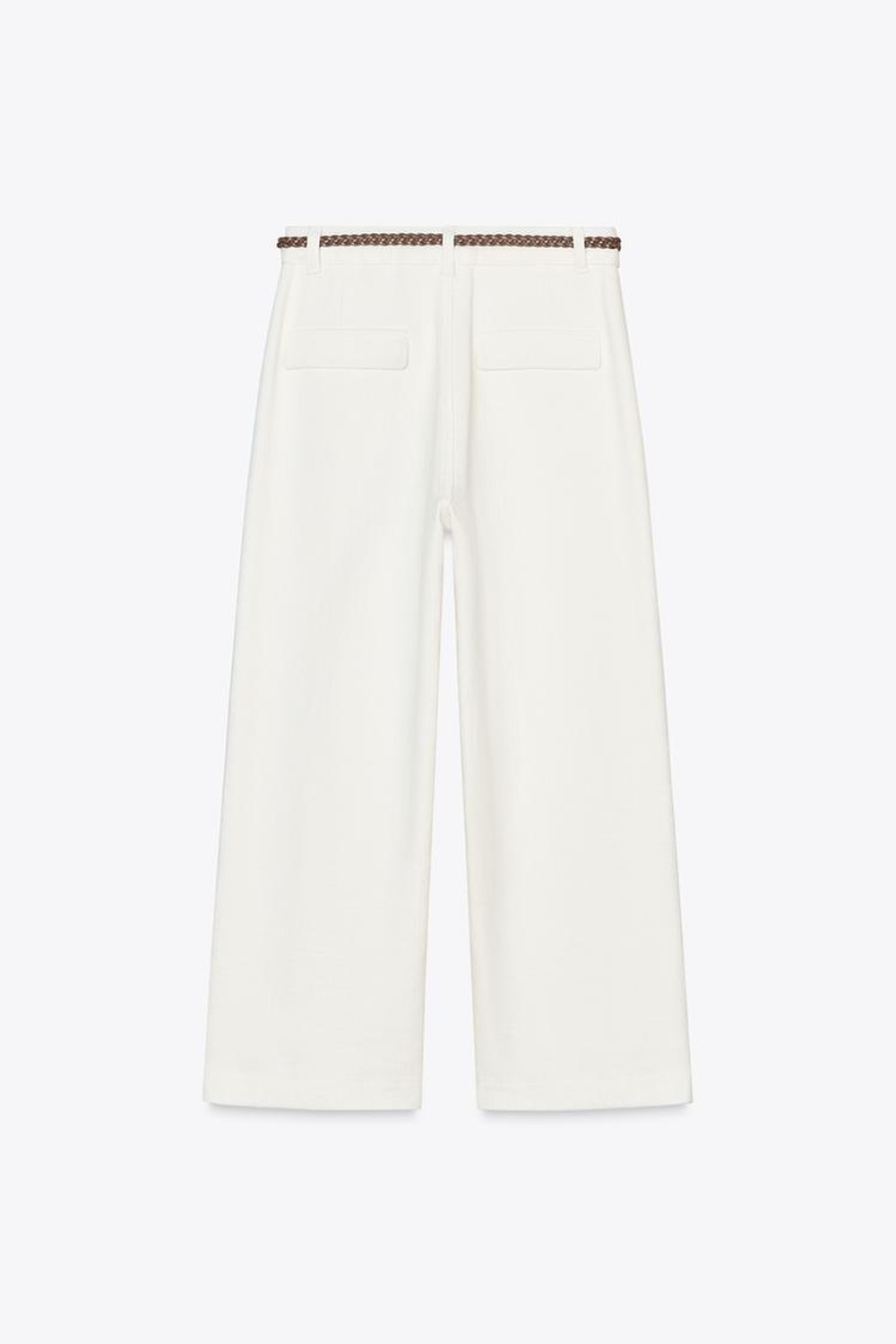 ZARA БРЮКИ-КЮЛОТЫ С ПЛЕТЕНЫМ РЕМНЕМ, ЭКРЮ