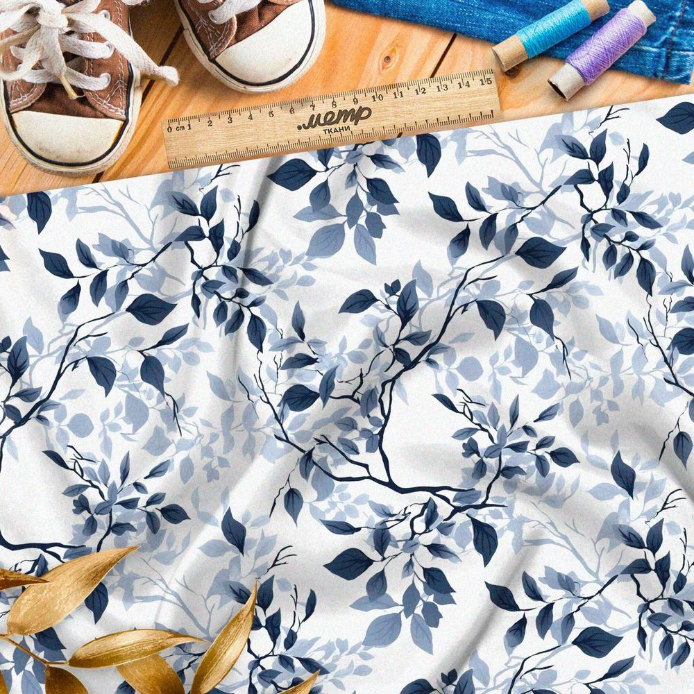 Ткань премиум интерлок ветки в тумане