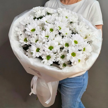 Букет из 7 белых кустовых хризантем сорта "Kennedy white"