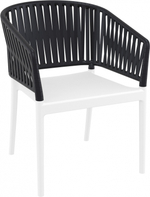 Кресло пластиковое с подушкой Siesta Contract Portofino, белый, черный, светло-коричневый