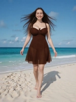 Купальник-платье слитный однотонный большой размер