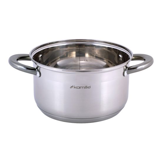 Кастрюля 3 л. из нержавеющей стали Kamille KM 4922 с черными ручками