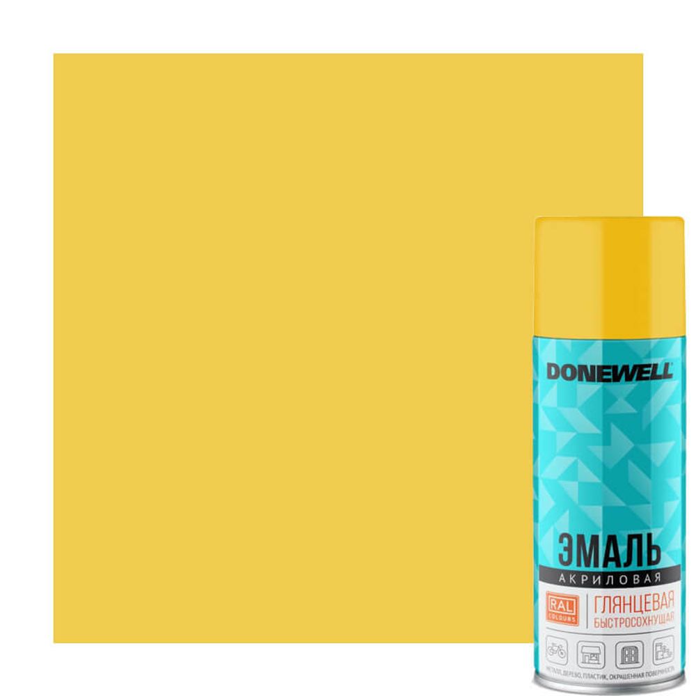 Эмаль DONEWELL универсальная акриловая RAL 1018 жёлтая глянцевая