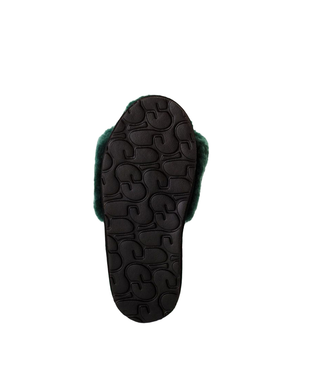 FLUFF SLIDE SLIPPER-dark green