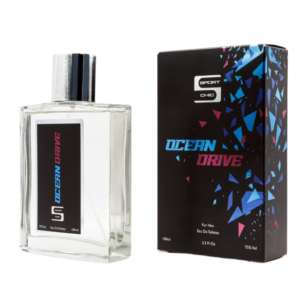 Мужская туалетная вода SPORT CHIC Ocean Drive edT 100 мл — элегантный флакон в морских тонах, аналог премиальной парфюмерии.