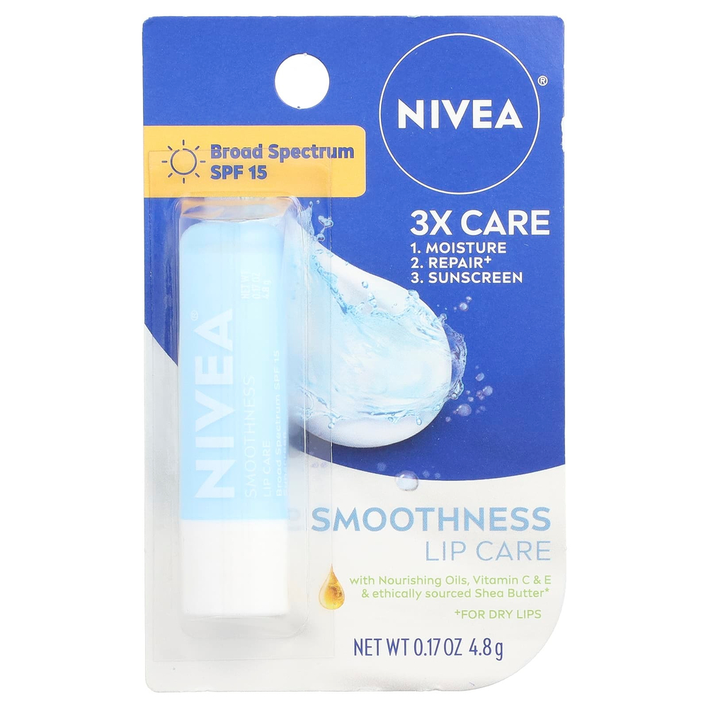 Nivea, Smoothness Lip Care, SPF 15, 4,8 г (0,17 унции)