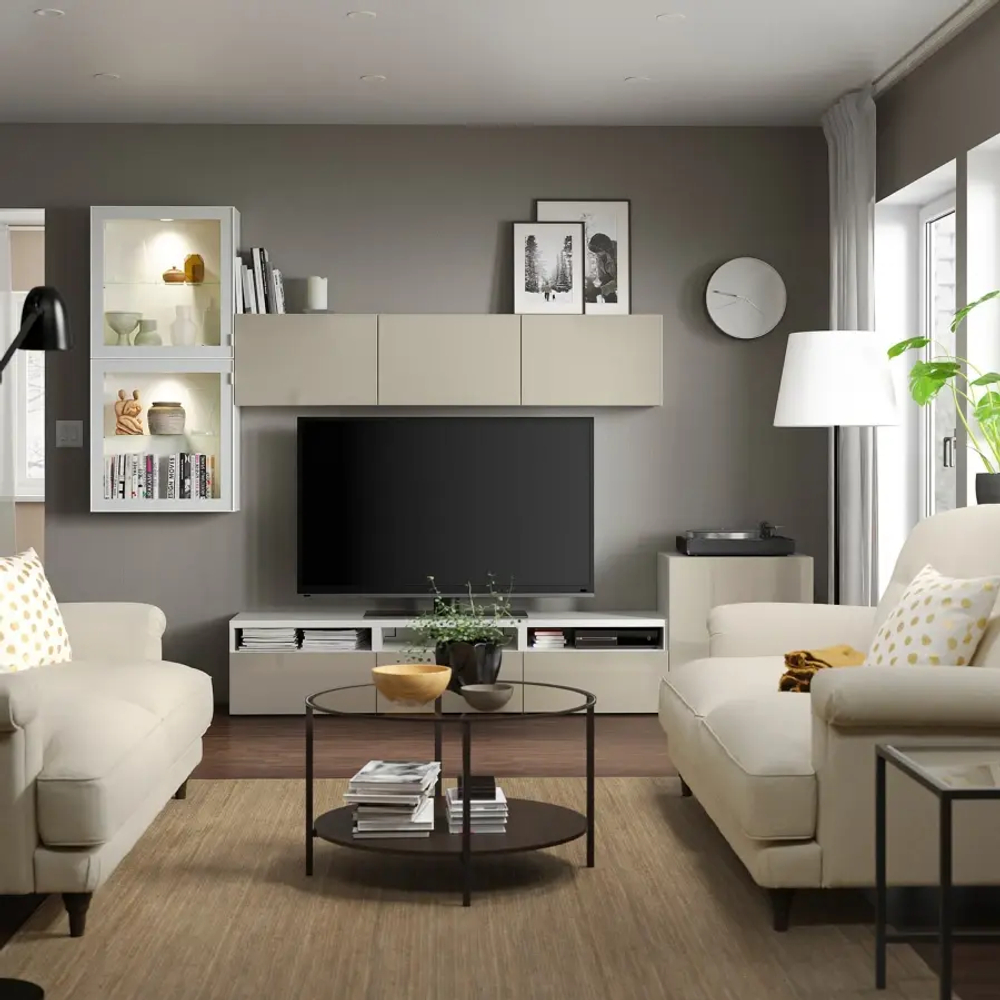 Тумба для ТВ - IKEA BESTÅ/BESTA, 300x42x211 см, серый, Бесто ИКЕА