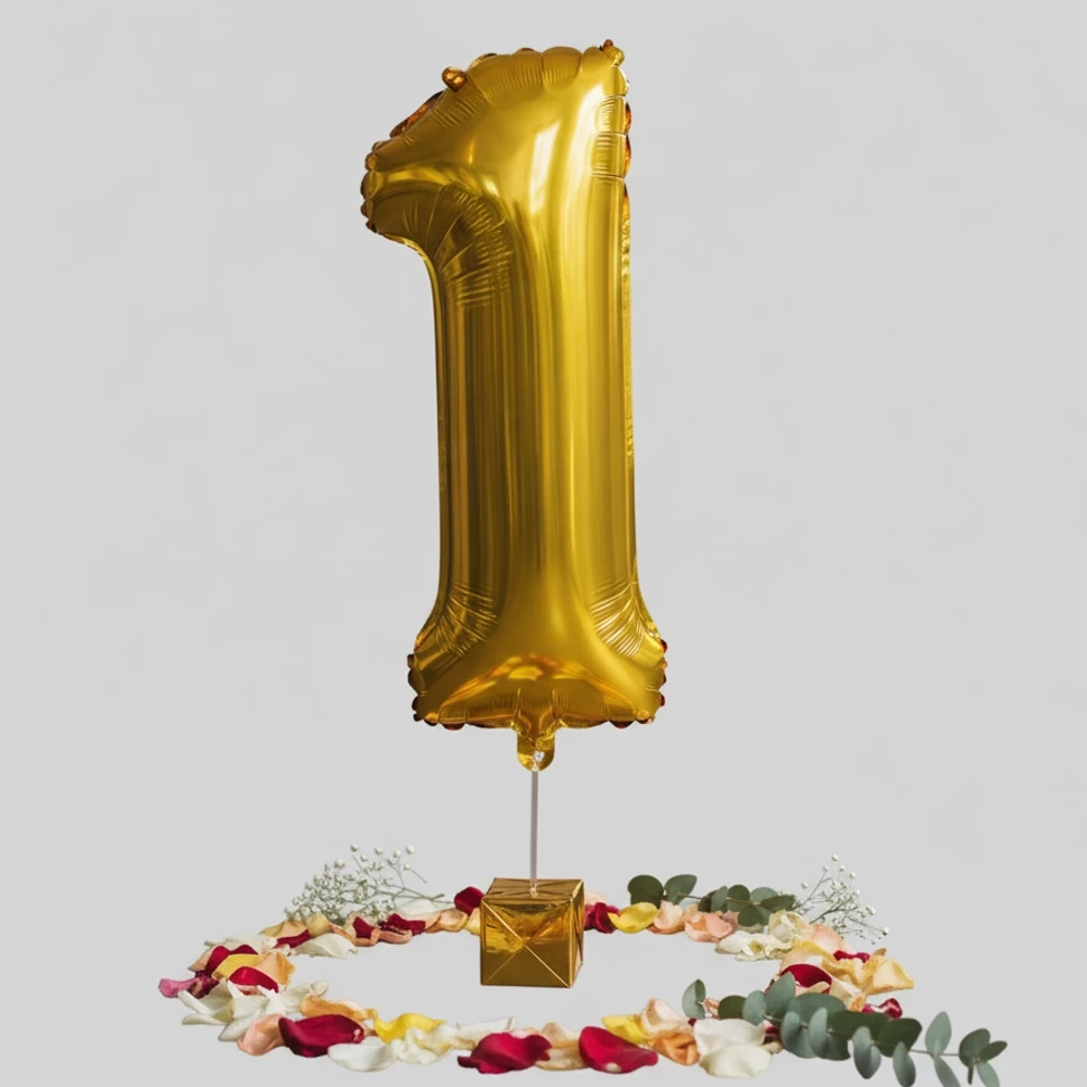 Шар цифра 1 золотая