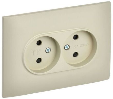 Розетка 2-м SKANDY 10А без заземл. защ. шторки в сборе SK-R09B беж. IEK SK-R23-10-K10-F