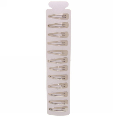 Зажимы для волос детские 12шт «ЭЛЬСА», цвет серебро, 4.6см (блистер и пакет)