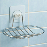 Мыльница подвесная овальная "Basic" на самоклеящейся основе, хром