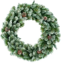 Венок хвойный Императрица с шишками диаметр 90 см заснеженный, Triumph Tree (73849)
