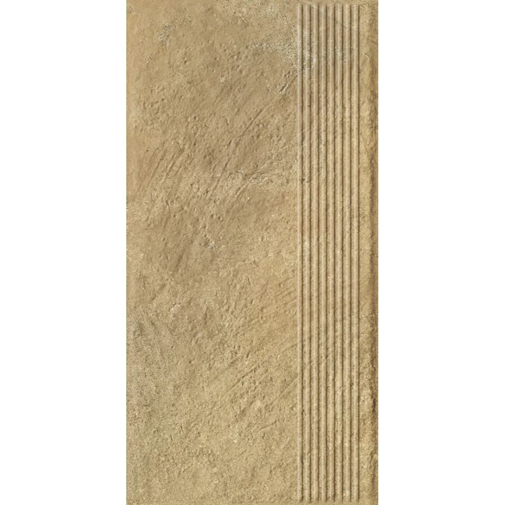 Paradyz Eremite Beige - Ступень простая структурная с насечками 300x600