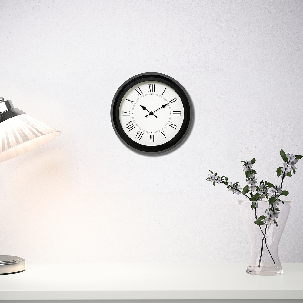 IKEA NUFFRA  (ИКЕА НУФФРА)  -  Настенные часы, черные, 25 см