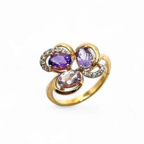 Кольцо из золота с аметистами