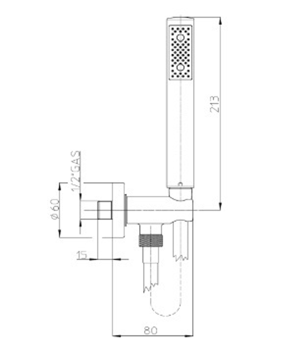 Bossini C12 - Zen ручной душ:держатель с шланговым подсоединением, душевая лейка, шланг (A00158), цвет черный матовый